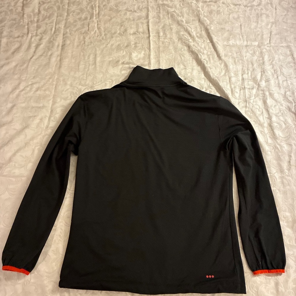 Saucony Athletic Black Long Sleeve Fleece Top with Orange Accents - Picture 4 of 4